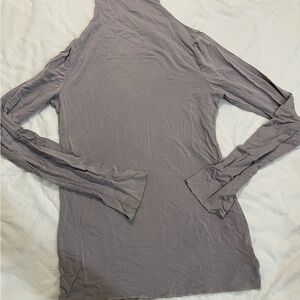 Elegant Gray Thin Women's Mock Neck Top